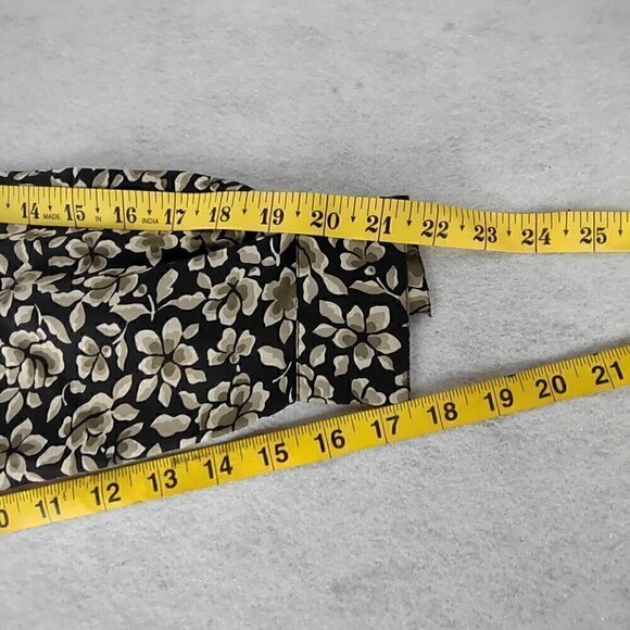 Express Silk Womens 100% Silk Black, Brown Floral Pattern Button Down Dress Sz S - Picture 10 of 12